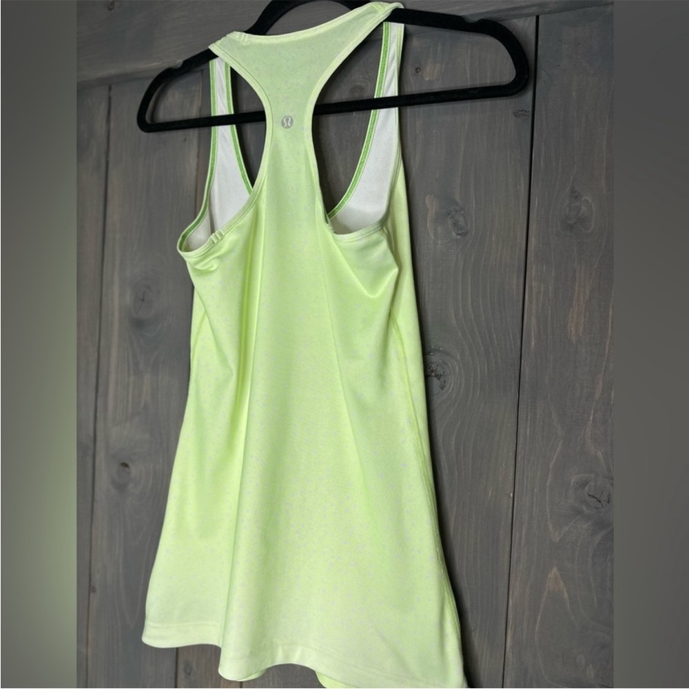 ladies Reversible Racerback Lululemon. Petit Dot Faded Zap lime bright green top - Picture 7 of 13